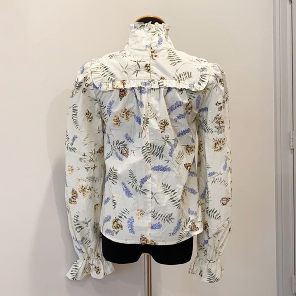 NWT Anthropologie Meadow’s Floral Print High Neck Blouse - Picture 8 of 11